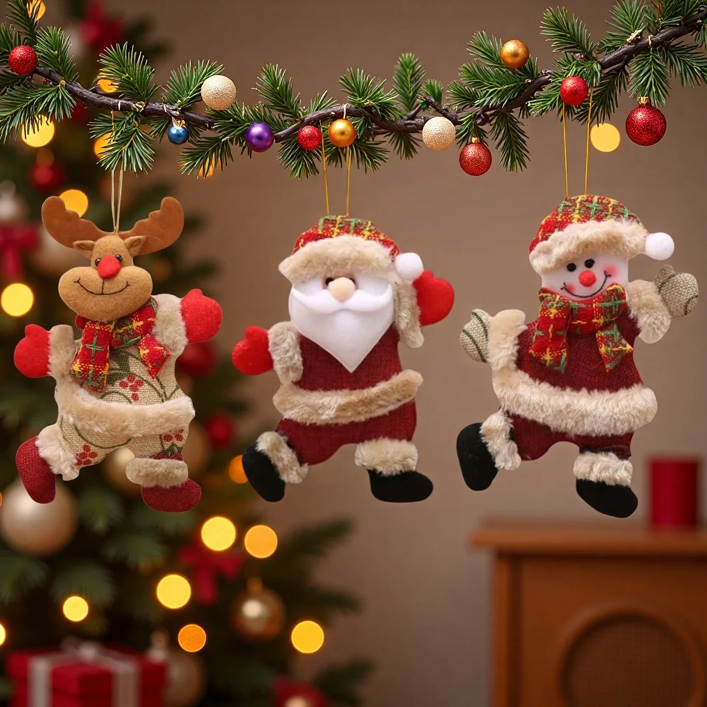 1-20PCS Xmas Tree Decoration Cute Cloth Animal Doll Hanging Charm Dancing Present for Living Room Party Indoor Outdoor