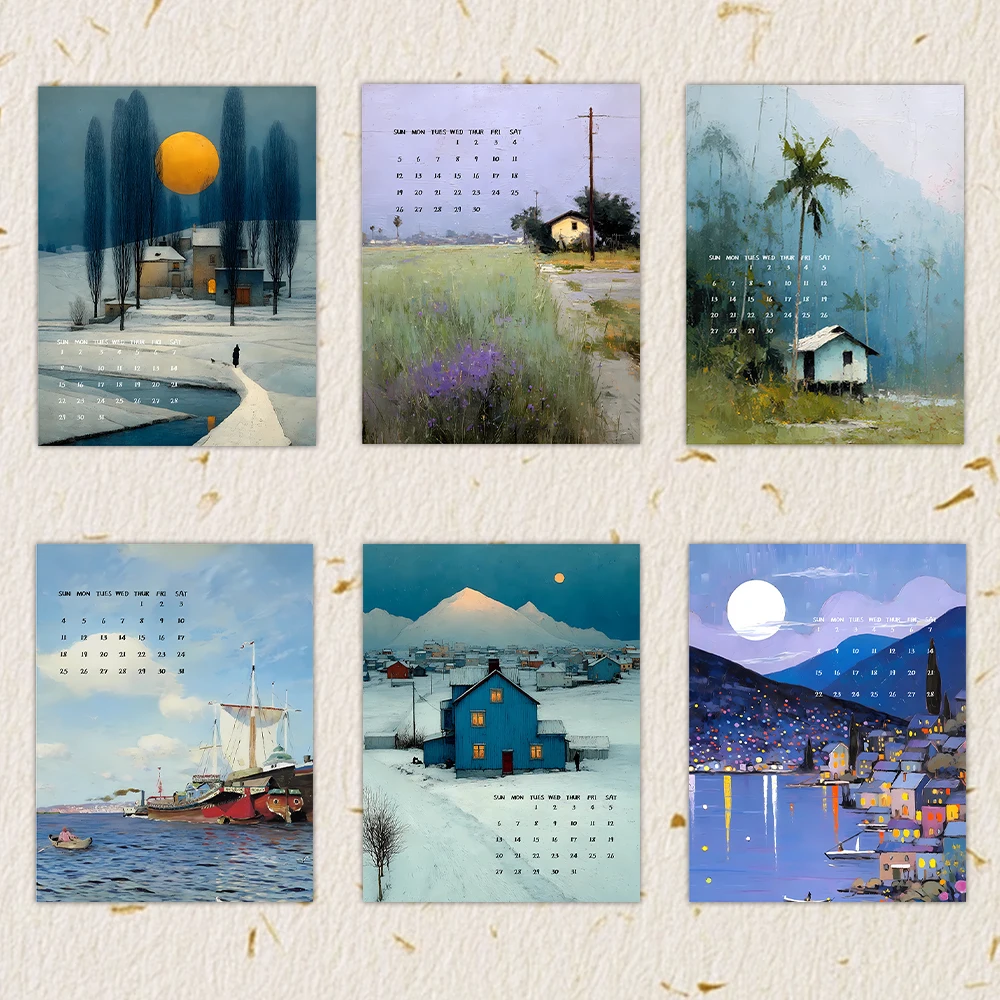 قطعة واحدة من تقويم الحائط 2026، سلسلة شفاء اللوحة الزيتية، 12 تصميمًا جميلًا، هدية مثالية لأعياد الميلاد والكريسماس والعام الجديد #6