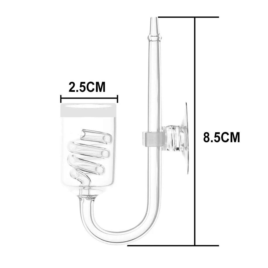 CO2 디퓨저 수족관 유리 나선형 이산화탄소 분무기 디퓨저, CO2 모니터 센서 감지기, 물고기 어항 액세서리