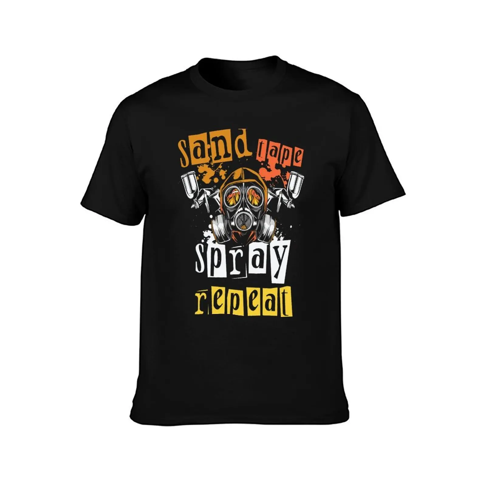 Sand Tape Spray Repeat Auto Body Painter Auto Detailing T-Shirt Big Size Short Sleeve Tee for Men
