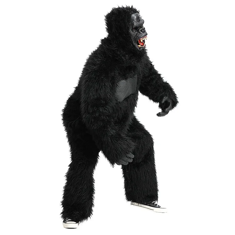 Animal Gorilla Cosplay Costume Animal Black Plush King Kong Jumpsuit Full Set Costumes Halloween Carnival Party Outfits