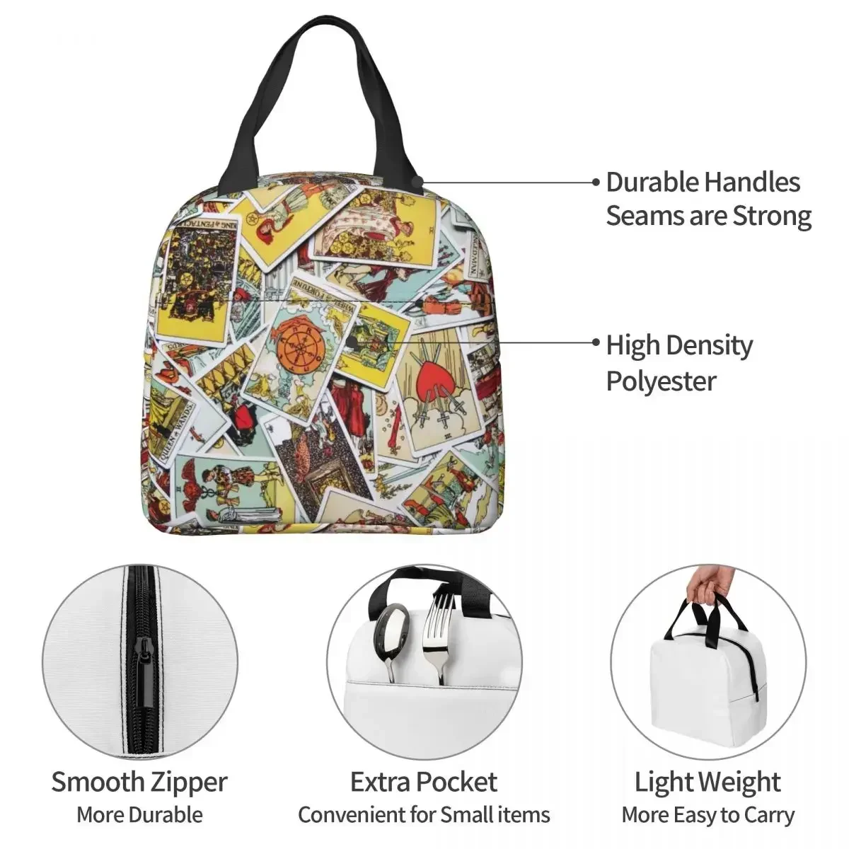 Tarot Card Collection Insulated Lunch Bag Leakproof Lunch Container Thermal Bag Lunch Box Tote Office Travel Food Handbags