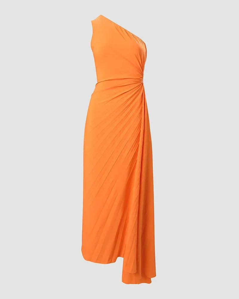 Robe plissée taille haute évidée pour femme, une découpe initiée, soirée, longueur de rinçage, longue, fibre, sexy, mince