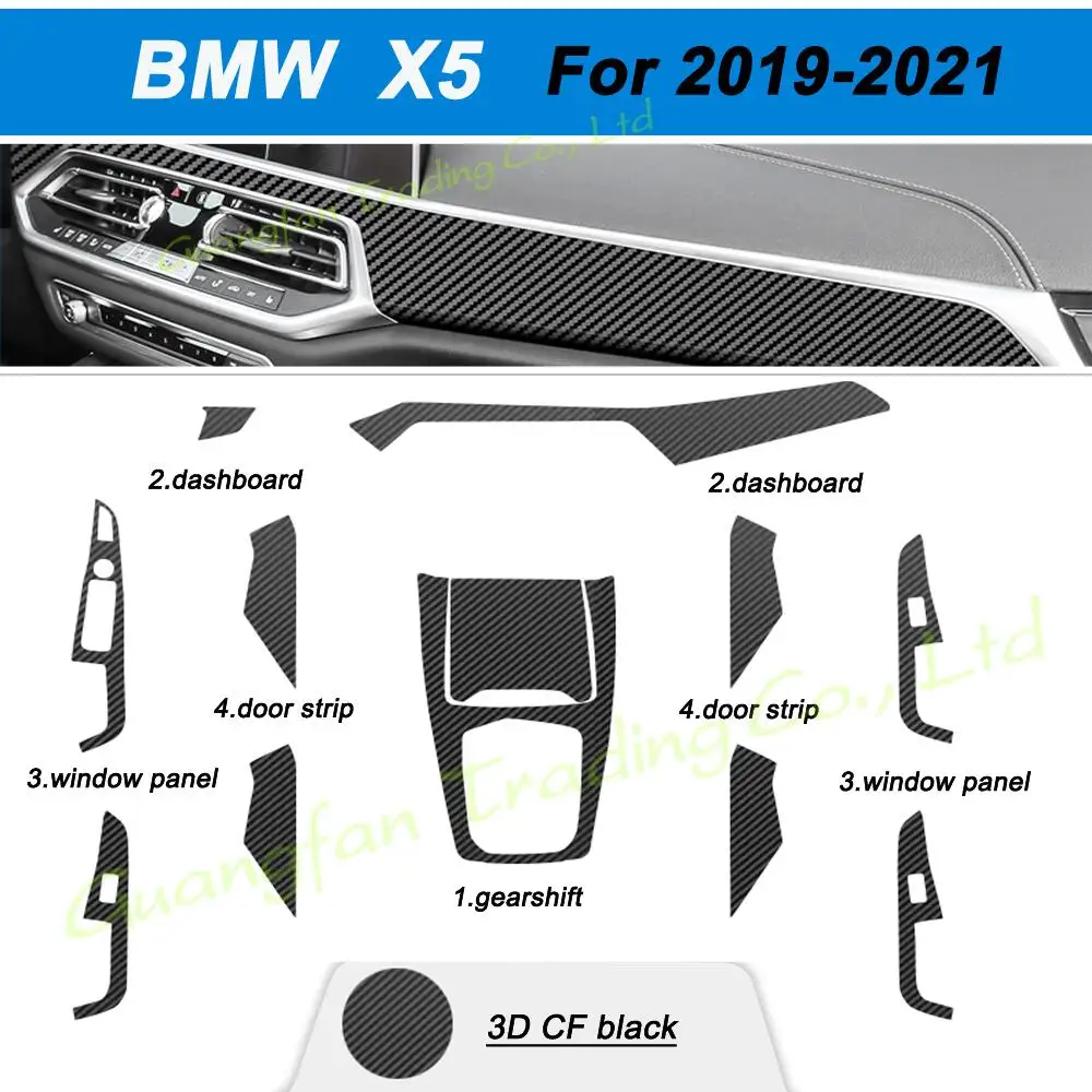 3D/5D Carbon Fiber Car-Styling Interior Cover Console Color Sticker Decals Product Parts Accessorie For BMW X5 F15 G05 2014-2021