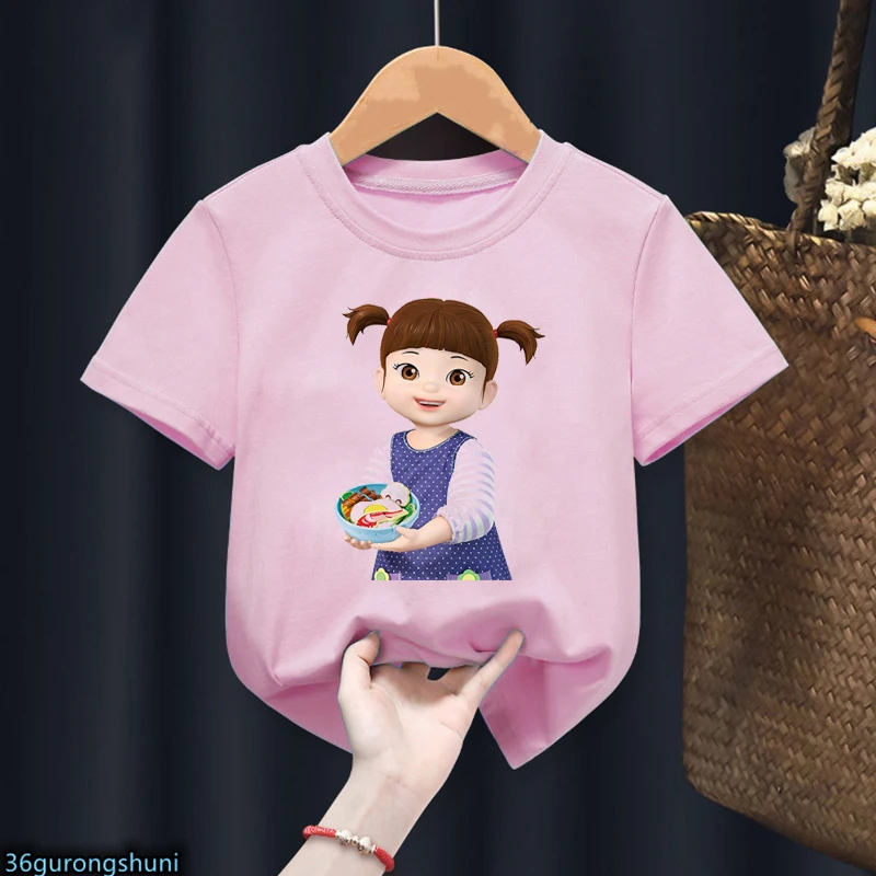 T-Shirt rose pour filles, vêtements pour enfants, mignon Kongsuni et amis, dessin animé imprimé, Harajuku Kawaii, nouvelle collection, offre spéciale