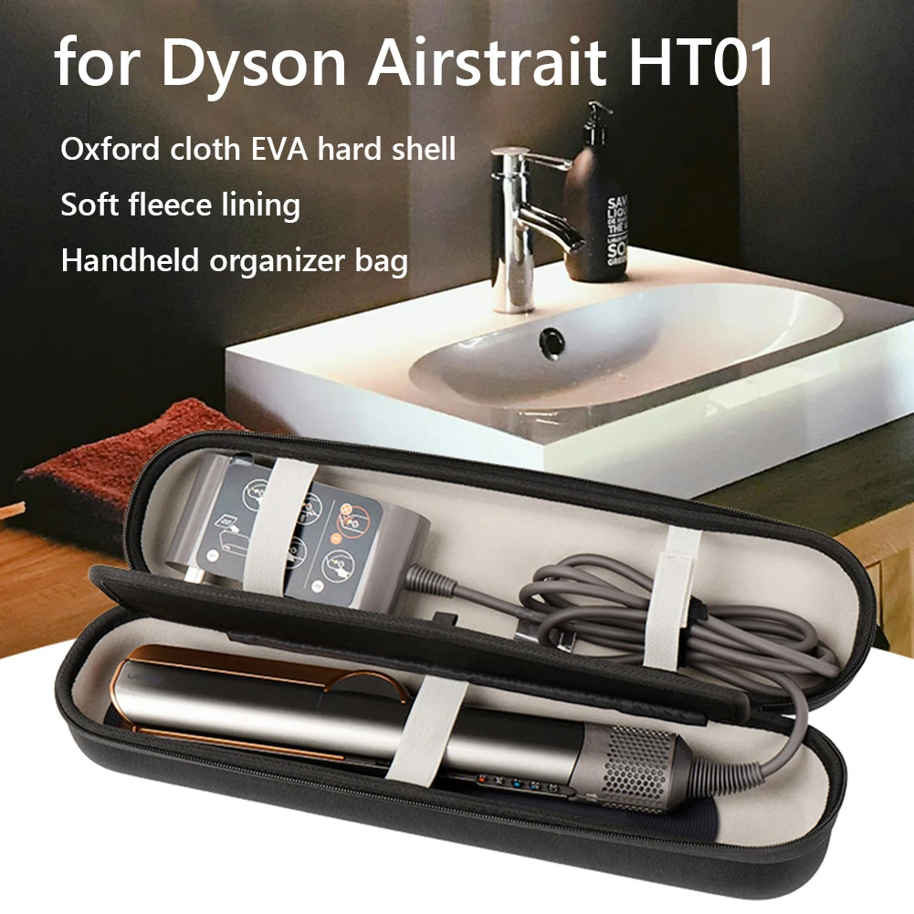 

EVA Hard Travel Case Shockproof Hard Storage Case Anti-Scratch Zipper Bags Dust-Proof for Dyson Airstrait HT01 Hair Straightener