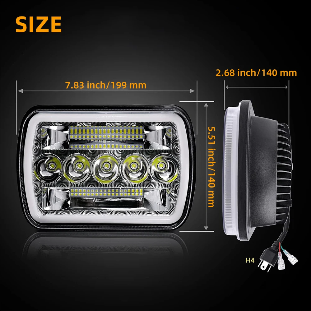 5x7 LED Headlights H6054 H5054 LED Headlamp for Jeep Wrangler YJ Cherokee XJ Comanche MJ S10 Blazer Express Savana Van Truck