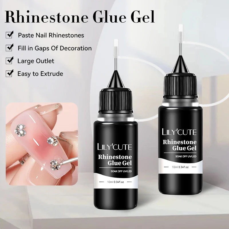 LILYCUTE Nail Rhinestone Adhesive Glue Transparent Color Nail Art Sticky Gel For Stick The Drill Jewelry Decorations Nail Glue