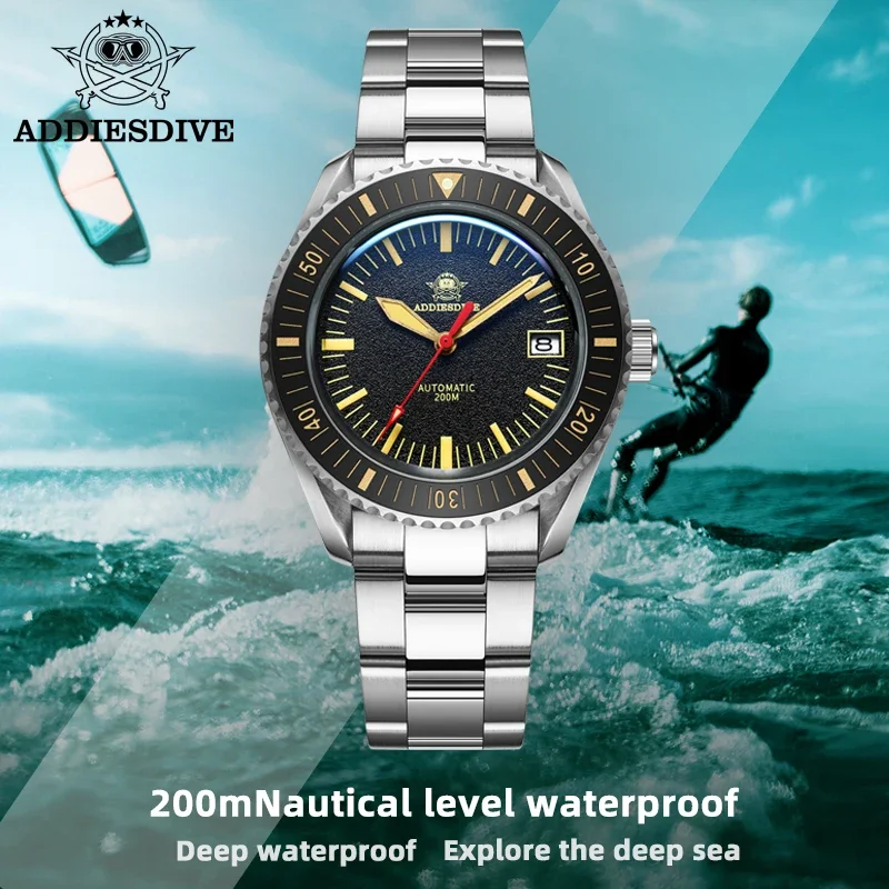 ADDIESDIVE AD2105 Luxury Men\'s Automatic Watch Sapphire 20Bar Diving NH35 Calendar Window Super Luminous Mechanical Male Watches