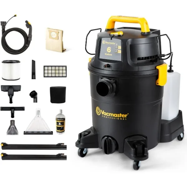 

Vacmaster VK609PFR 0201 6 Gallon 5.5 Peak HP 3-in-1 Wet/Dry/Upholstery Shampoo Vacuum Cleaner