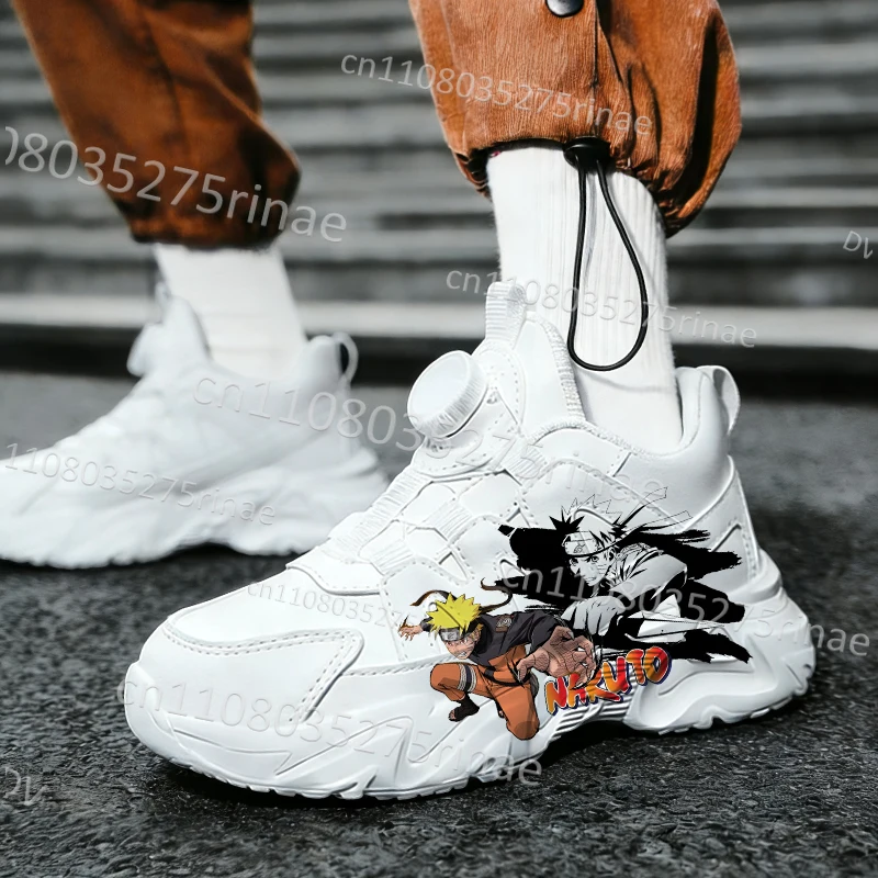 

Детские кроссовки NARUTO для мальчиков и девочек, высококачественные дышащие кроссовки с принтом аниме Узумаки, модные белые кроссовки на толстой подошве, подарок