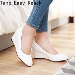 2025 Spring Wedges Women Shoes Heels Pink Black White Office Party Wedding Shoe Casual Women Pumps Zapatos Mujer
