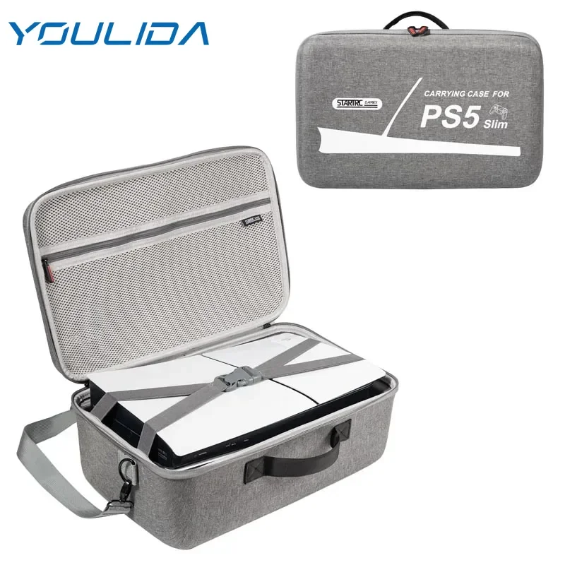 

PS5 Slim Carrying Case for Sony Playstation 5 Game Console Accessories Storage Bag Large Capacity Handbag Travel Shoulder Bag