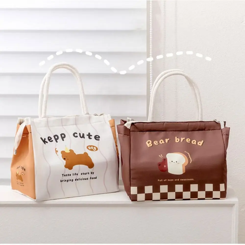 Cute Portable Thermal Lunch Bags Cartoon Large Lunch Box Tote Bag Multi-Purpose Food Storage Bags Women Girl Kids