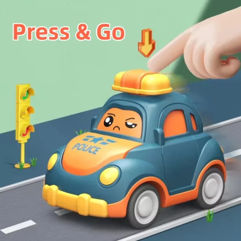 Cartoon Toy Car Mini Press Go Vehicles Inertia Pull Back Cars Montessori Early Education Crawling Toys for Toddlers Boys