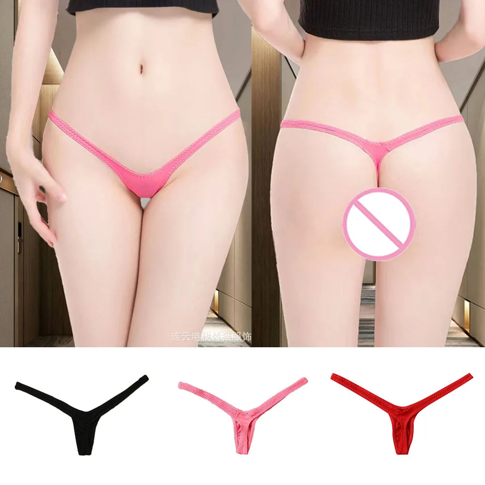 New Deep V Thong Underwear Women's Lightweight Breathable Low Waist Mini Panties Female Sexy Bikini Bottom Thongs Briefs