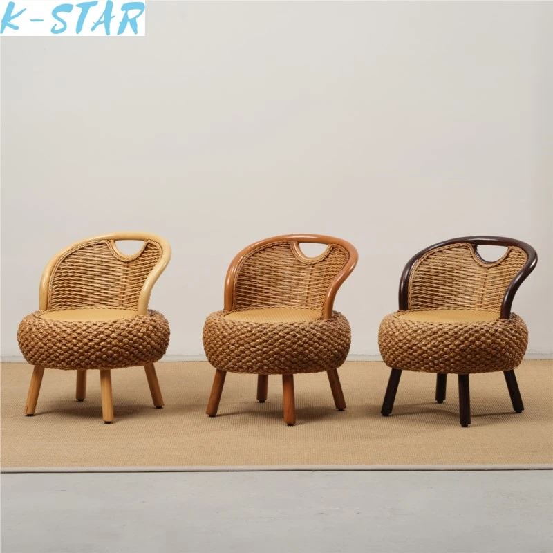 

K-Star Home Balcony Rattan Chair Single Backrest Chair Woven Lazy Rattan Chair Modern Minimalist Rattan Woven Small Chair 2024