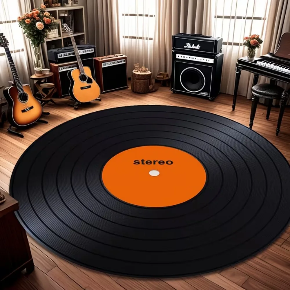 Retro Vinyl Record Carpet Music Practice Room NonSlip Rug for Living Room, Bedroom, Office Decor Perfect Gift for Music Lovers
