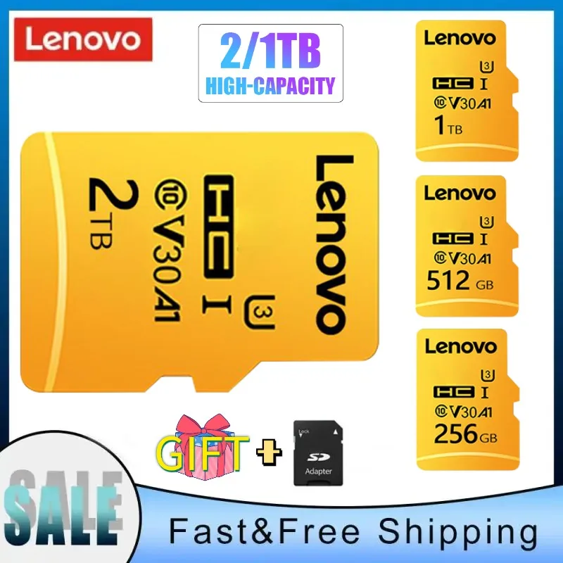 Scheda di memoria Lenovo da 2TB 512GB 1TB 128GB 256GB 64GB Micro TF SD Card V30 cameracartao De Memória ad alta velocità per fotocamera del telefono