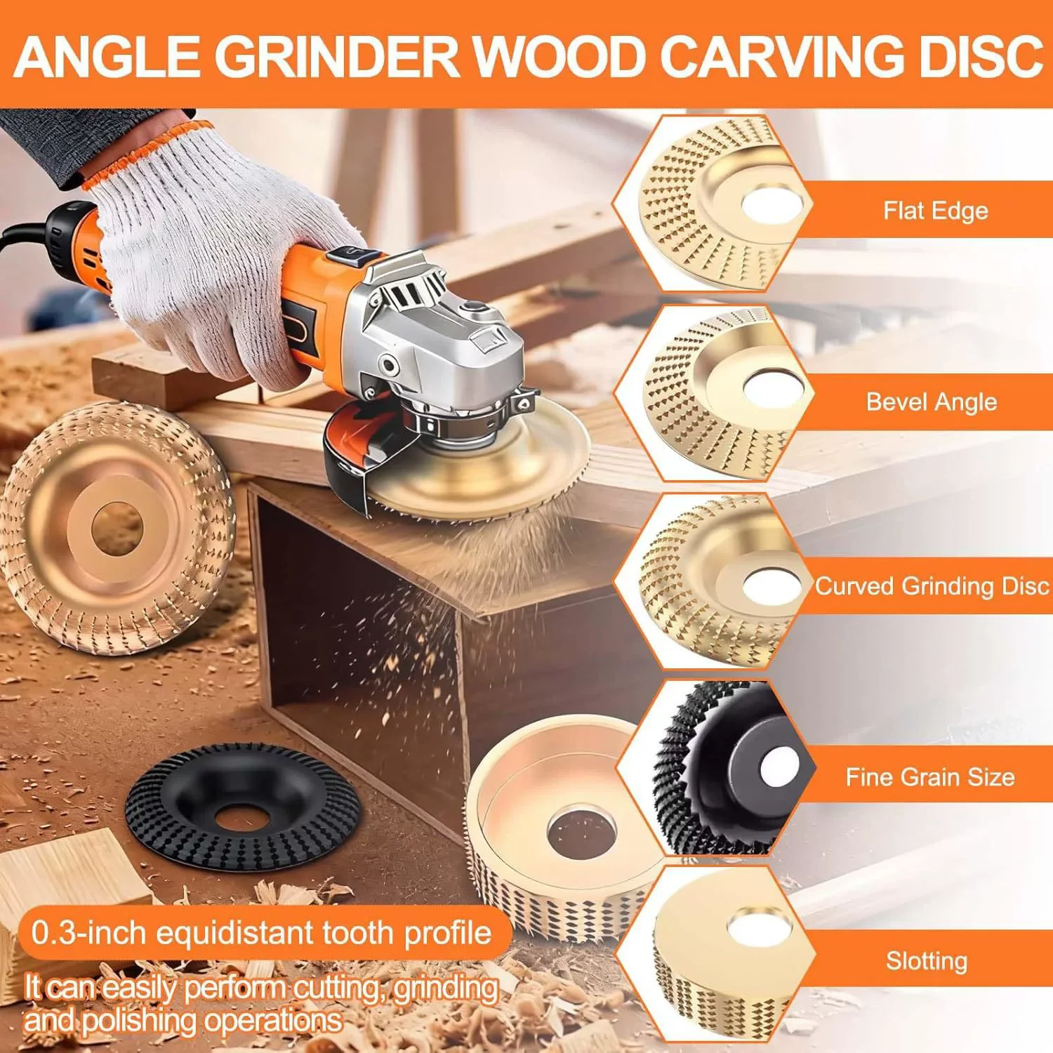 5Pcs Wood Carving Disc 4 Inch Grinding Wheel for Angle Grinder, Wood Shaping Sanding Polishing Wheel for Woodworking Sculpting