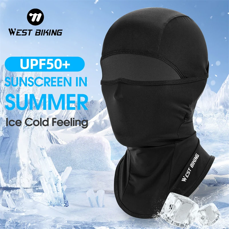 WEST BIKING Summer Cycling Ice Silk Balaclava Motorcycle Bicycle UV Protection Full Face Caps For Men Outdoor Hiking Sports