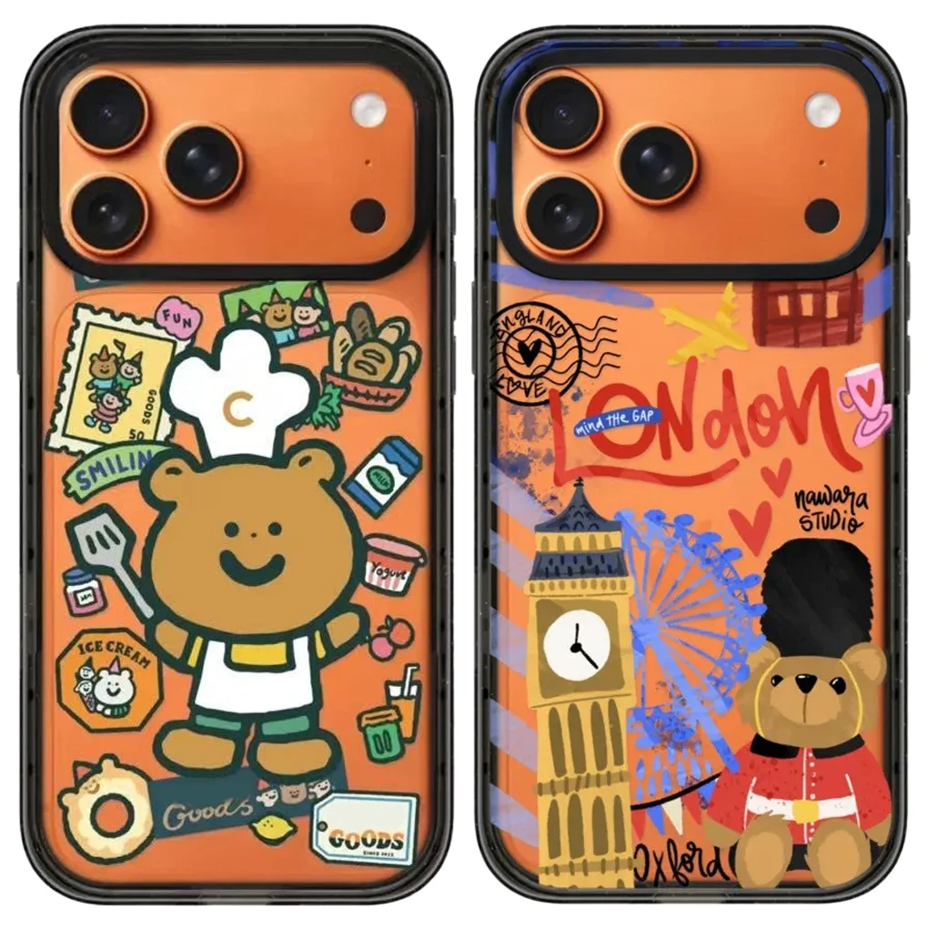 

Bear London Acrylic Black Border Magnetic Case: Compatible with iPhone 17 16 15 14 13 12 Pro Max 17 Air