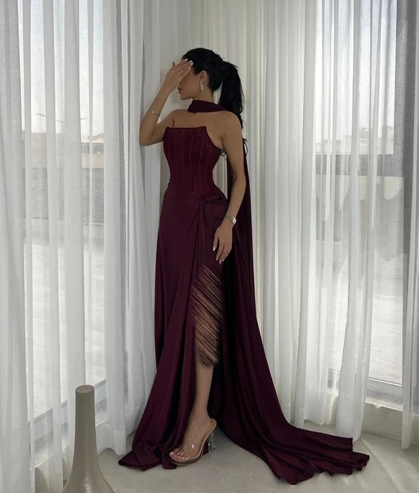 

Customized Sexy Satin A-Line Ribbons Evening Dress High Quality Strapless Sleeveless Floor Length Celebrity Gowns Custom Made