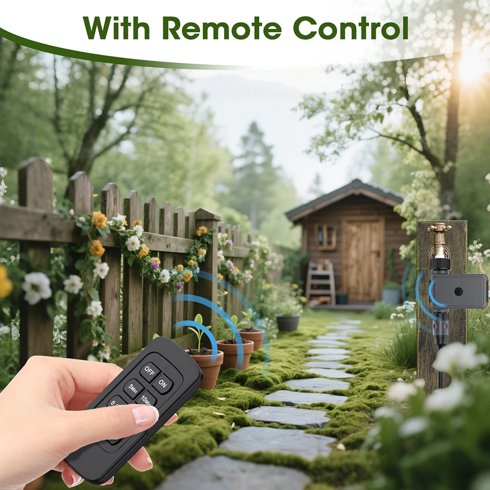 1-Outlet Water Timer Remote Control Water Valve Intelligent Watering System Garden Sprinkler Timer Drip Irrigation Controller