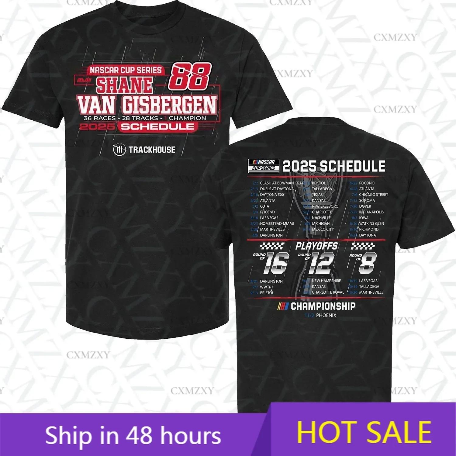 

Shane van Gisbergen NAS CAR Cup Series Schedule T-Shirt Black