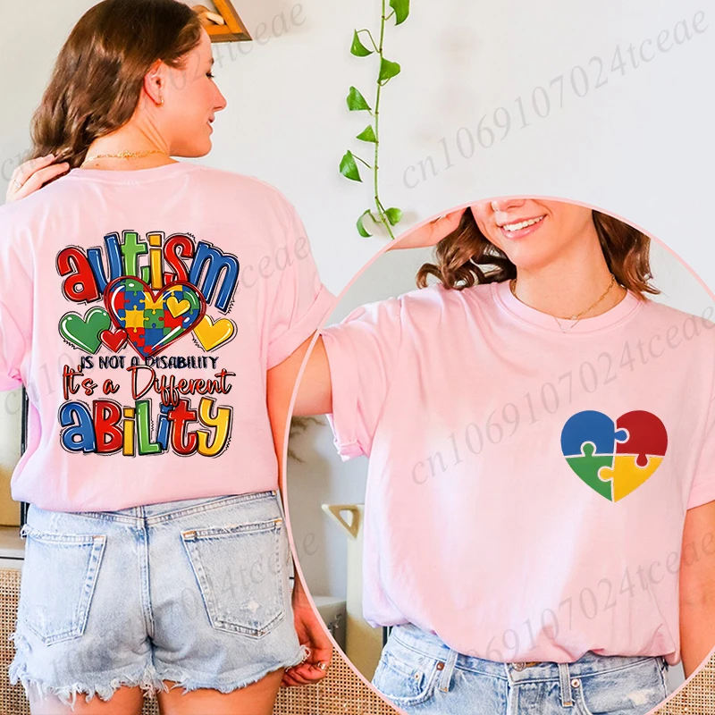 Autism Is Not A Disability T-shirt for Women Fashion Awareness Tee Shirts Hip Hop Acceptance Neurodiversity Aesthetic Clothing