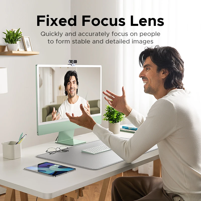 Веб-камера UGREEN 2K с микрофоном, веб-камера Full HD USB, автоматическая коррекция освещенности, видеовеб-камера для потоковой передачи