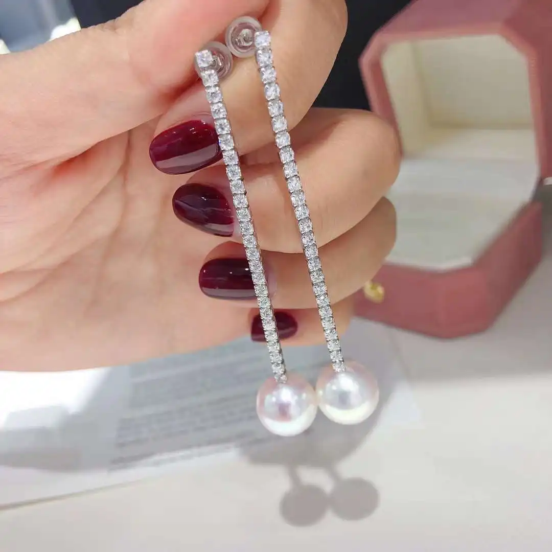 

Long Version Of Gypsophila Refined 925 Sterling Silver Earrings 10-11 Mm High Quality Freshwater Pearl Earrings