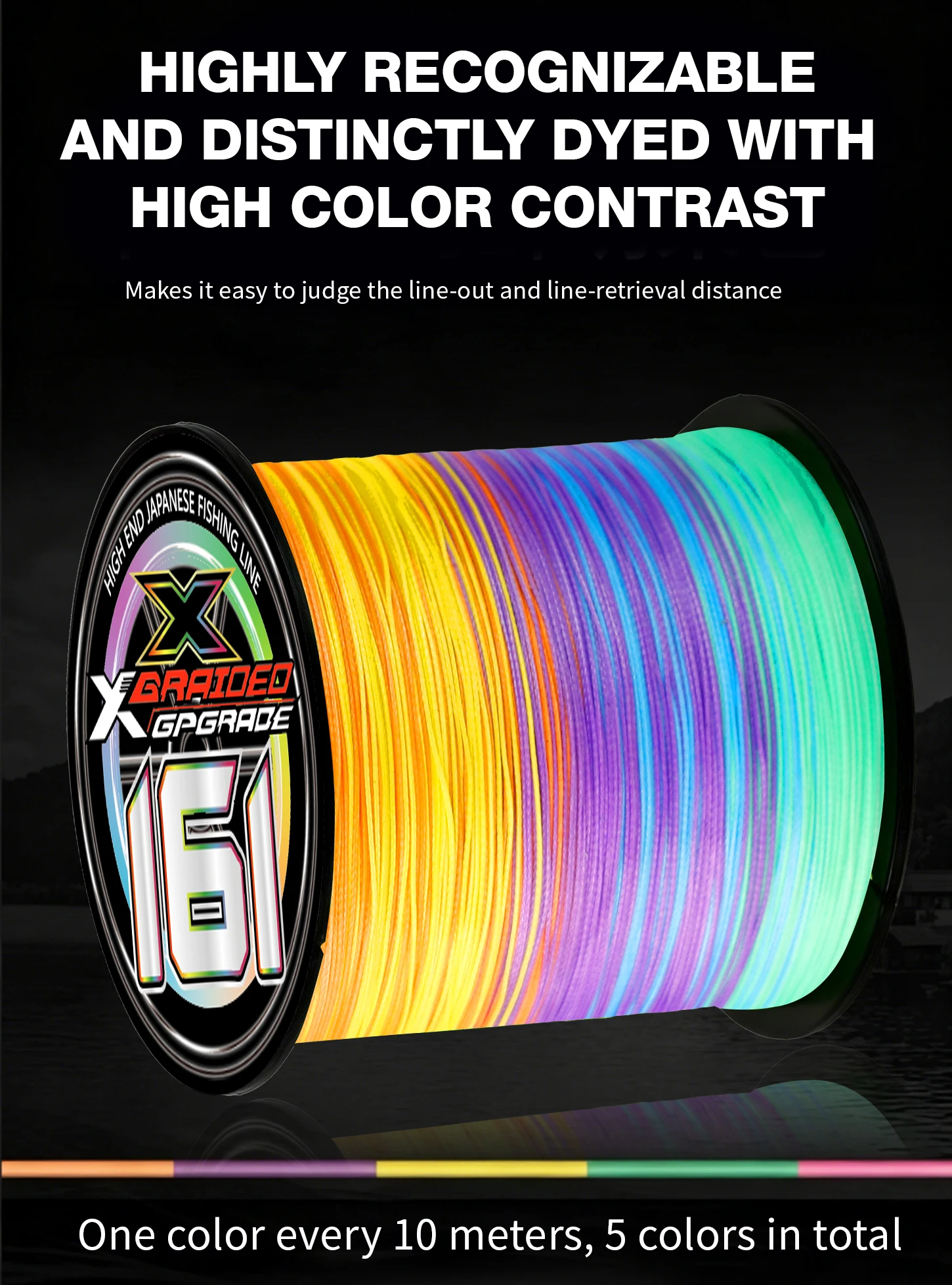 Neue YGK G-Soul 16-fach geflochtene Karpfen-Multifilament-Schnur 300/500/1000M – Superstark, langlebig, glatt, japanische 100% PE Angelschnur – Detail 10