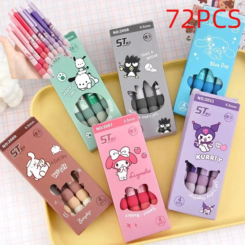 

Sanrio 72 шт., гелевая ручка, костюм ST 0,5 мм, черный мультфильм Kuromi Cinnamoroll, мелодия, градиентная оболочка, студенты изучают канцелярские принадлежности, подарки
