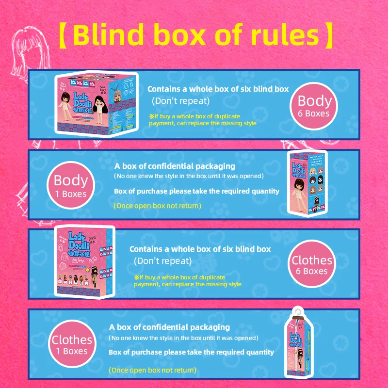 Lady Doolli Series Blind Box Toys OB11 Bjd Dolls Action Figures Mystery Box Model Surprise Gift Dolls 15cm DIY Blind Bag Toy