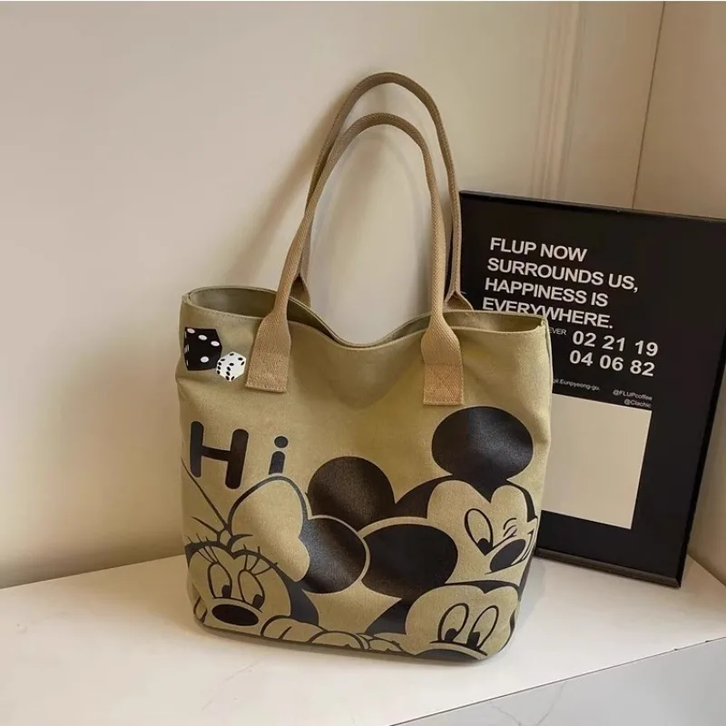 Bolsa de ombro feminina Mickey Graffiti Bolsa tote de lona de grande capacidade Bolsa para laptop para deslocamento diário