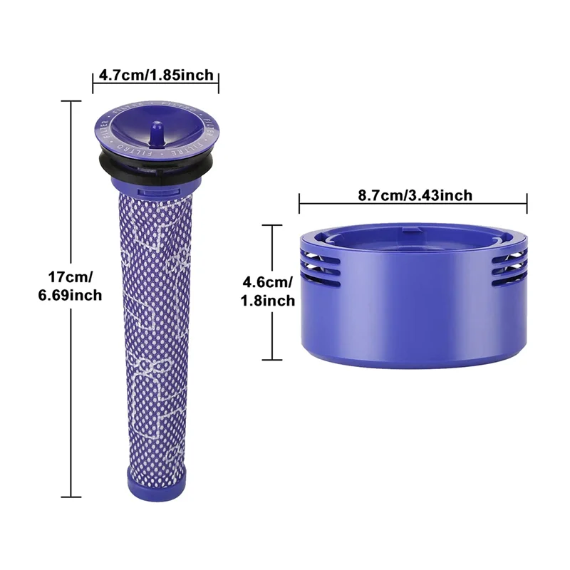فلتر استبدال المكنسة الكهربائية A66T-2X مخصص لمرشح المحرك Dyson V7 V8 Post ومجموعة مرشحات بديلة لمرشحات HEPA المسبقة