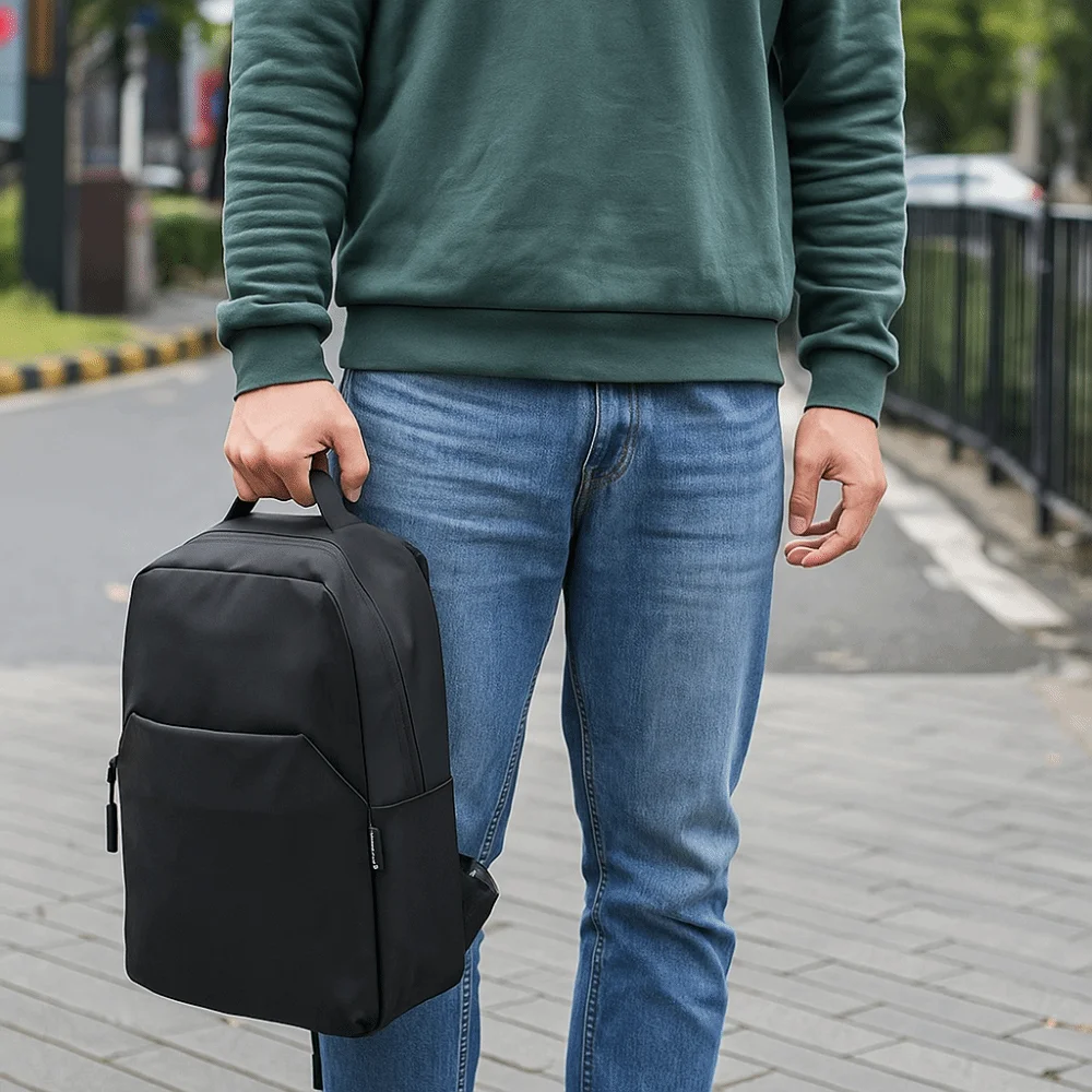 

Durable Mini Men's Backpack Waterproof Nylon Shoulders Backpack Black Portable School Bags Daily Use