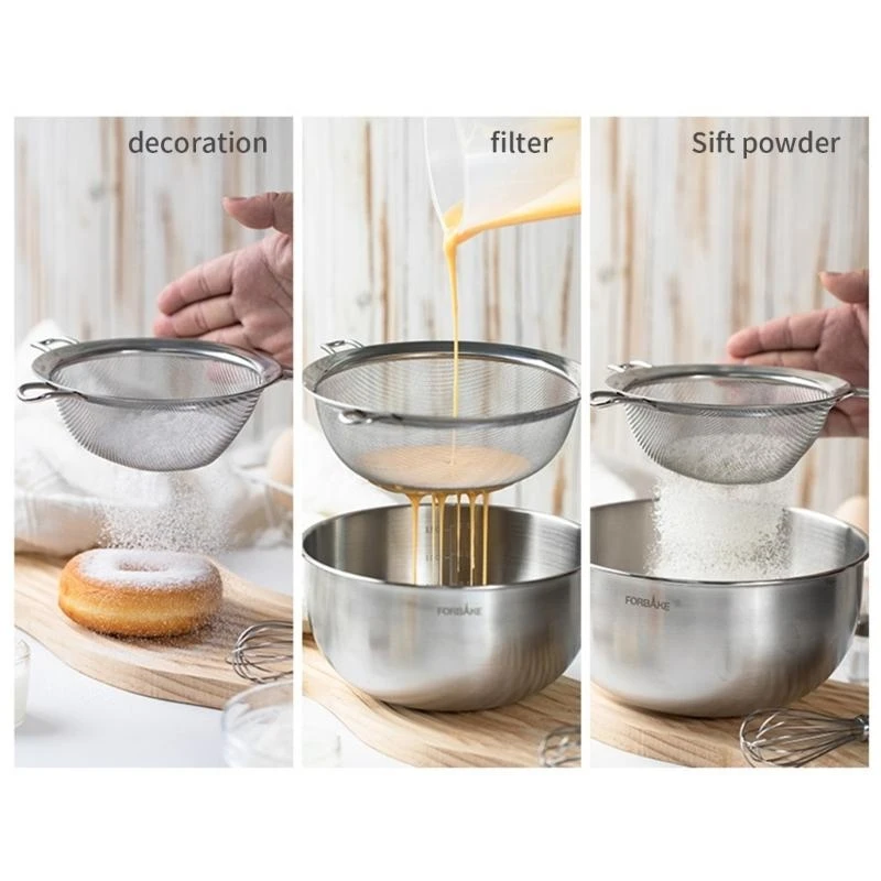 W8EA Small Fine Meshes Strainers with Handle Stainsless Steels Colander Easy to Use