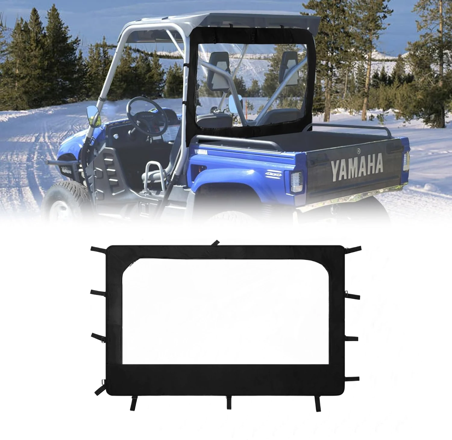 

Мягкое заднее лобовое стекло для квадроциклов Yamaha Rhino и Massimo — ветровое стекло из ПВХ с отличной видимостью, водонепроницаемое (черное с молнией)
