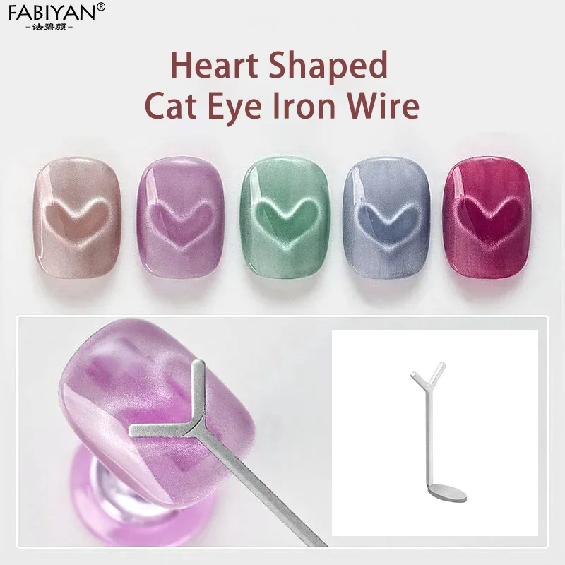 1/2/5/10/20/50/100Pcs Nail art 3D Herzförmige Cat Eye wirkung Eisen Draht Y-form Nagel Magnet Eisen Draht Nail art Zubehör Werkzeuge