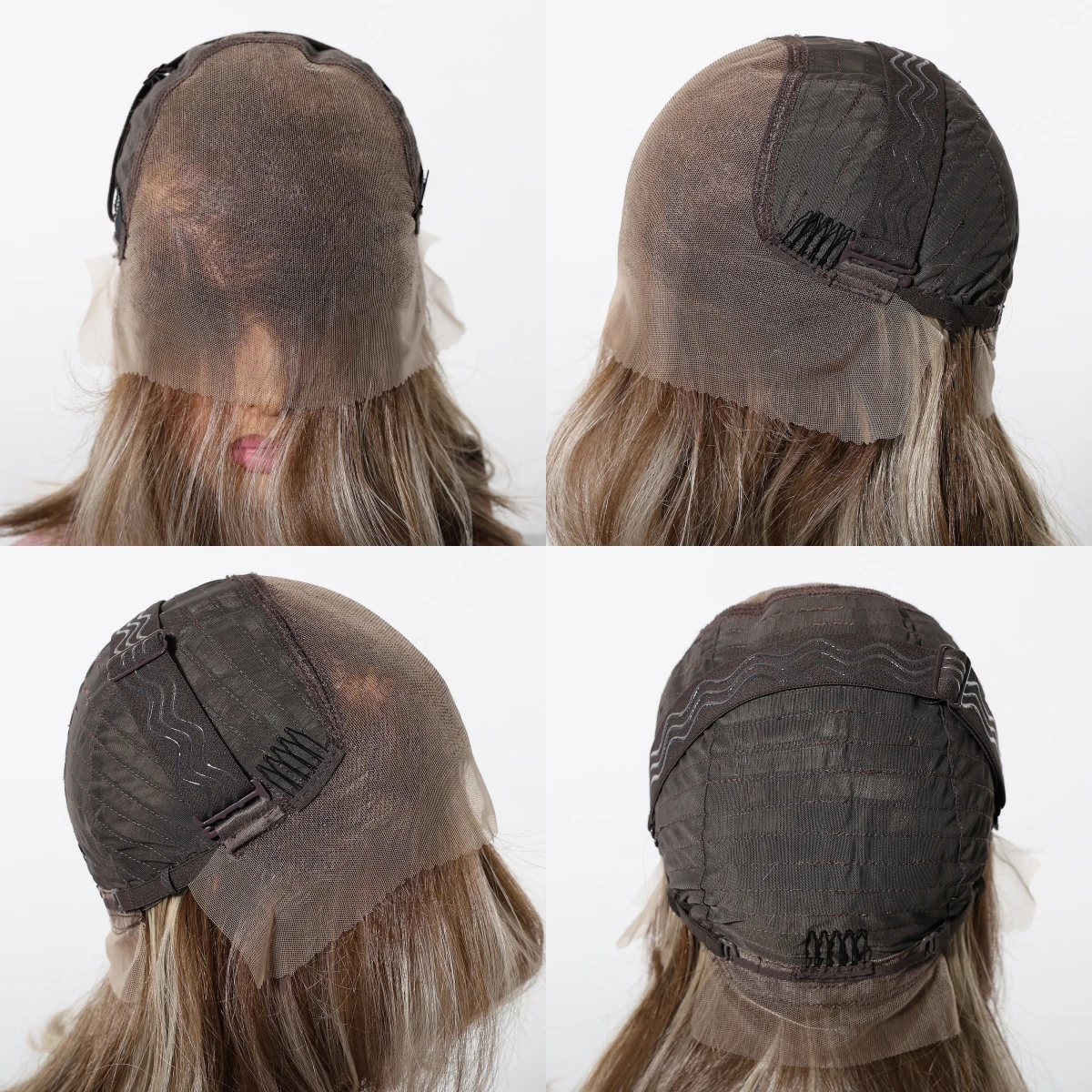 HAIRCUBE 13x6 Lace Front Wig for Women Brown with Blonde Highlights Layered Shoulder Wavy Synthetic Lace Wig for Daily Party