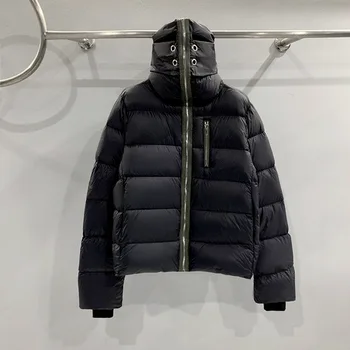 Inverno rick para baixo jaqueta masculina streetwear tubarão-cabeça owens casaco branco ganso para baixo mascarado zip jaqueta alta qualidade de rua