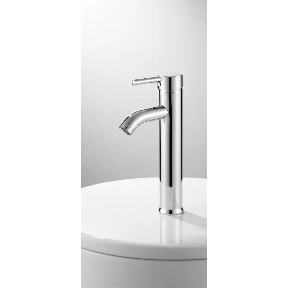 

Modern Tall Vessel Sink Faucet Single Handle Chrome Basin Mixer Tap for Bathroom