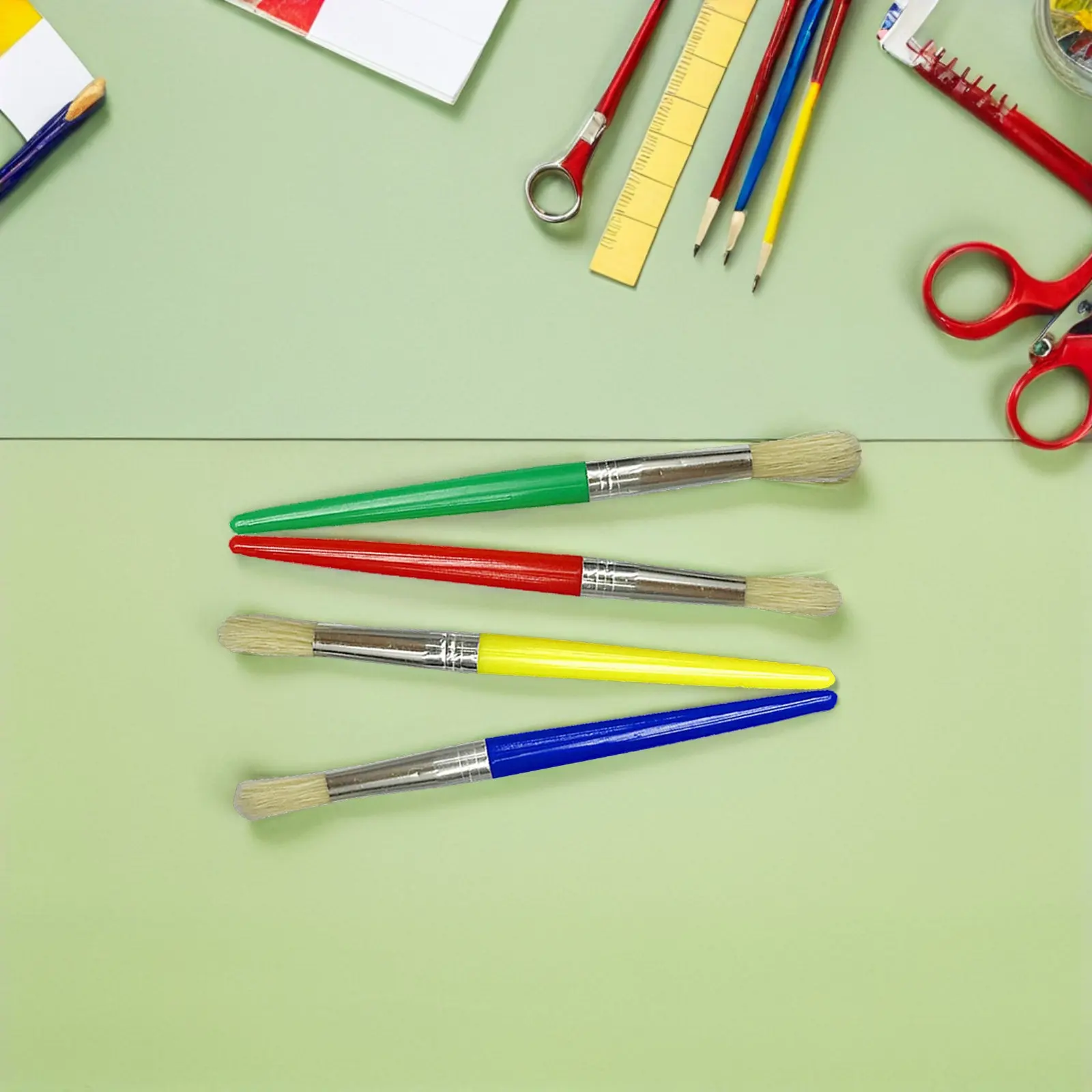 4Pcs 's Paint Brushes Premium Bristle Hair Head Easy Grip Plastic Handle for Painting Practice Paint