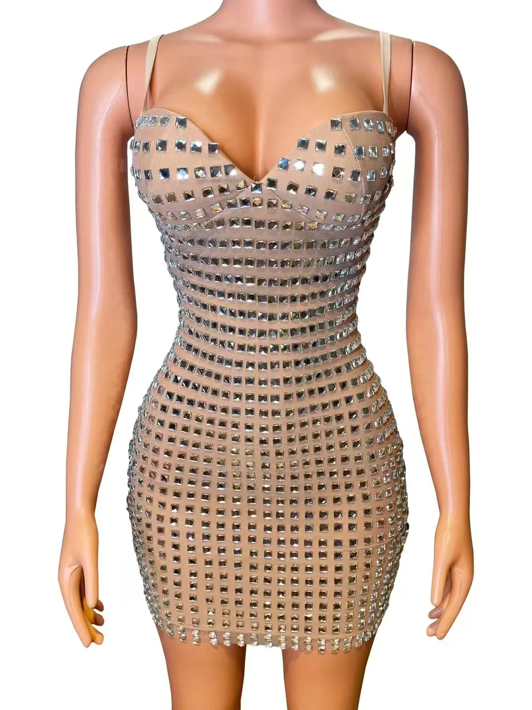 

Charming Sexy Sparkle Rhinestone Short Dress For Women Summer Photography Hot Drilling Clubwear Party Birthday Night Out Wear