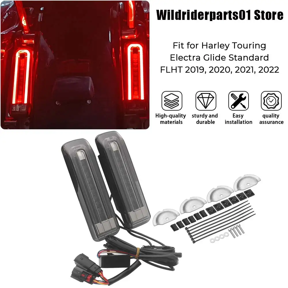 

Motorcycle 2PSC Smoke/Red LED Saddlebag Filler Inserts Lights For Harley Touring Electra Glide Ultra Limited FLHTK 2014-2024