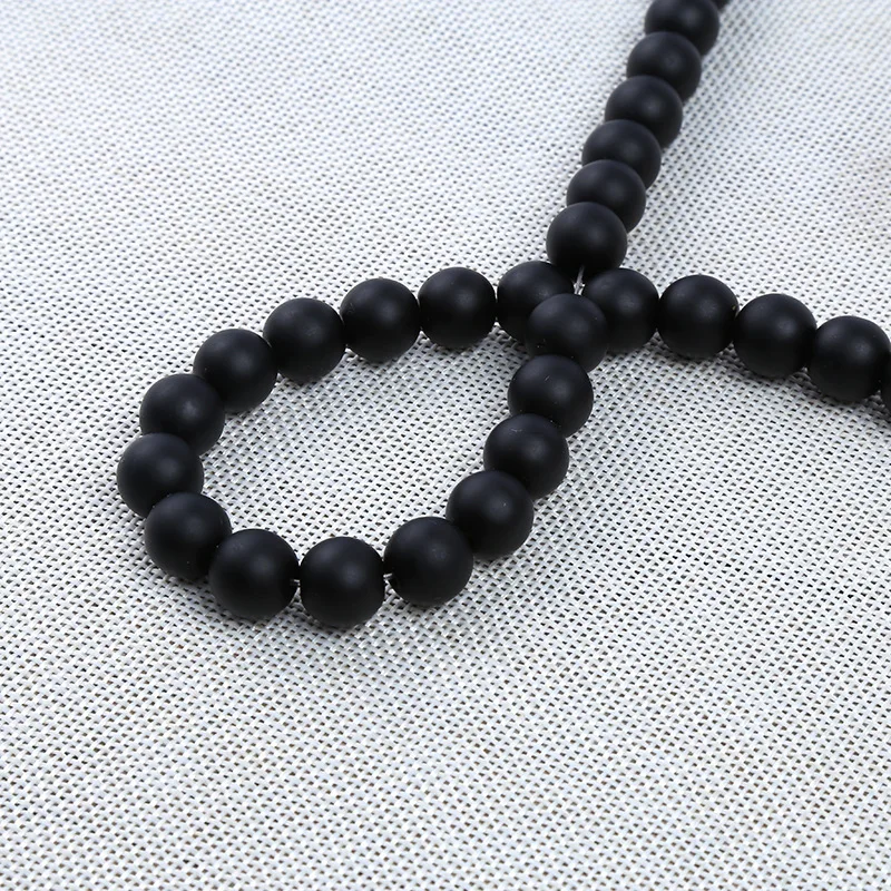 4/6/8/10/12mm Onyx Stone Beads For Jewelry Making Black Round Frosted Strand DIY Bracelet Earrings Armbandjes Maken Wholesale image 2