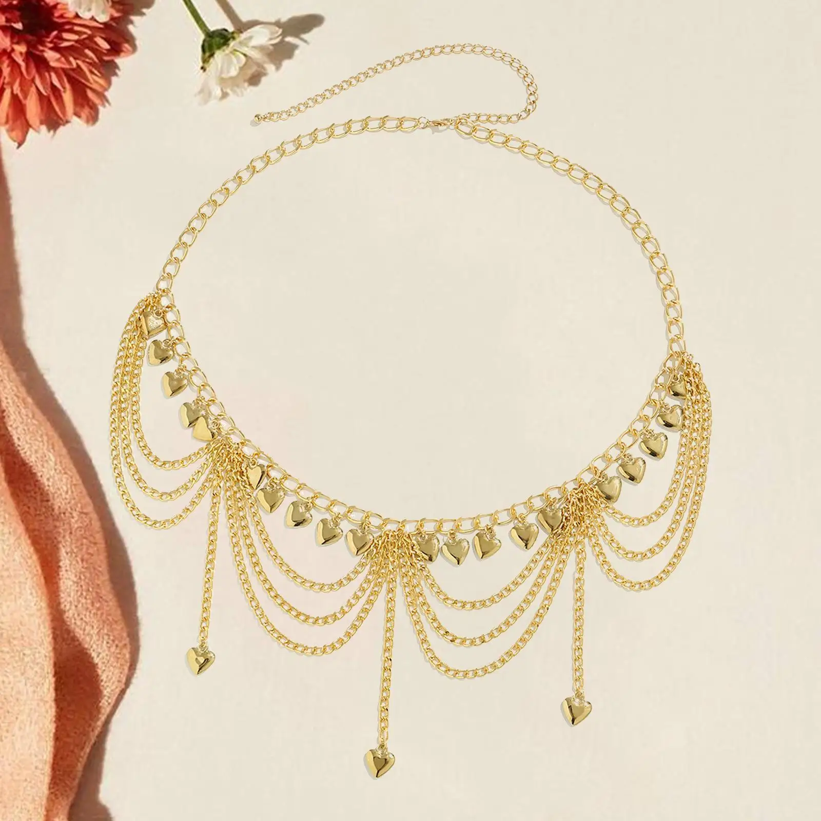 سلسلة الخصر المعدنية للنساء حزام على شكل سلسلة قابل للتعديل موضة عادية الديكور سيدة البطن سلسلة للجينز سراويل الحفلات الملابس تنورة