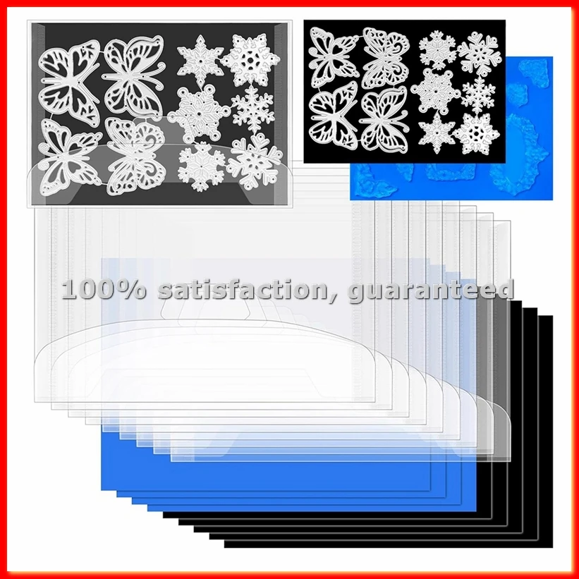 

48 Pcs Double-Sided Stamp and Die Storage Pockets with Rubber Magnetic Sheets,Receipt Holder for Card Making-ABAM